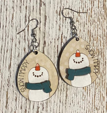 Load image into Gallery viewer, Snowman Snow Happy Dangle Earrings