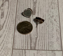 Load image into Gallery viewer, Heart Shimmery Grey Stud Earrings