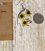 Load image into Gallery viewer, Horse with Sunflowers Dangle Earrings