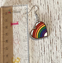 Load image into Gallery viewer, Rainbow Heart Dangle Earrings
