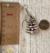 Load image into Gallery viewer, Winter Snowy Tree Dangle Earrings
