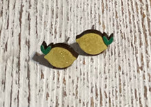 Load image into Gallery viewer, Sparkly Lemon Stud Earrings
