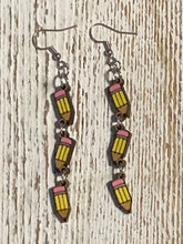 Load image into Gallery viewer, Pencil Stack (small) Dangle Earrings
