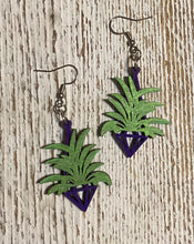Load image into Gallery viewer, Plant in Purple Hanger Dangle Earrings
