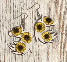 Load image into Gallery viewer, Horse with Sunflowers Dangle Earrings

