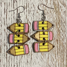 Load image into Gallery viewer, Pencil Stack (large)Dangle Earrings
