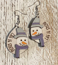 Load image into Gallery viewer, Snowman Let It Snow Dangle Earrings
