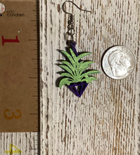 Load image into Gallery viewer, Plant in Purple Hanger Dangle Earrings
