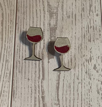 Load image into Gallery viewer, Red Wine Glass Stud Earrings
