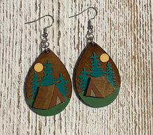 Load image into Gallery viewer, Camping Tent Dangle Earrings
