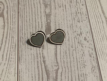 Load image into Gallery viewer, Heart Shimmery Grey Stud Earrings
