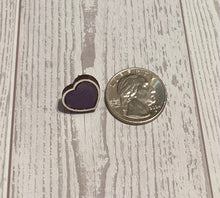 Load image into Gallery viewer, Heart Shimmery Purple Stud Earrings
