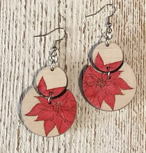Load image into Gallery viewer, Poinsettia Flower Dangle Earrings
