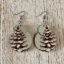 Load image into Gallery viewer, Winter Snowy Tree Dangle Earrings
