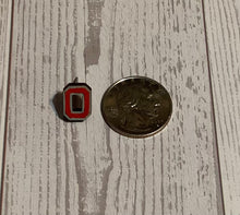Load image into Gallery viewer, TOSU Block O (scarlet w/grey outline)Stud Earrings
