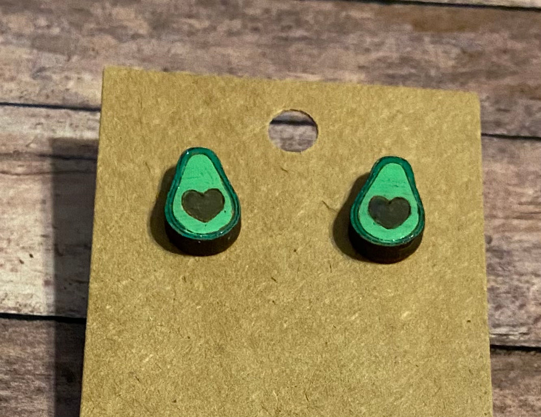 Avocado wood stud earrings