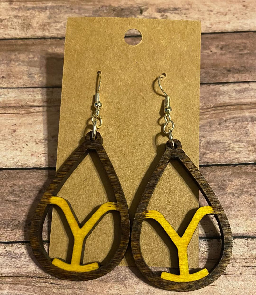 Yellowstone wood dangle earrings