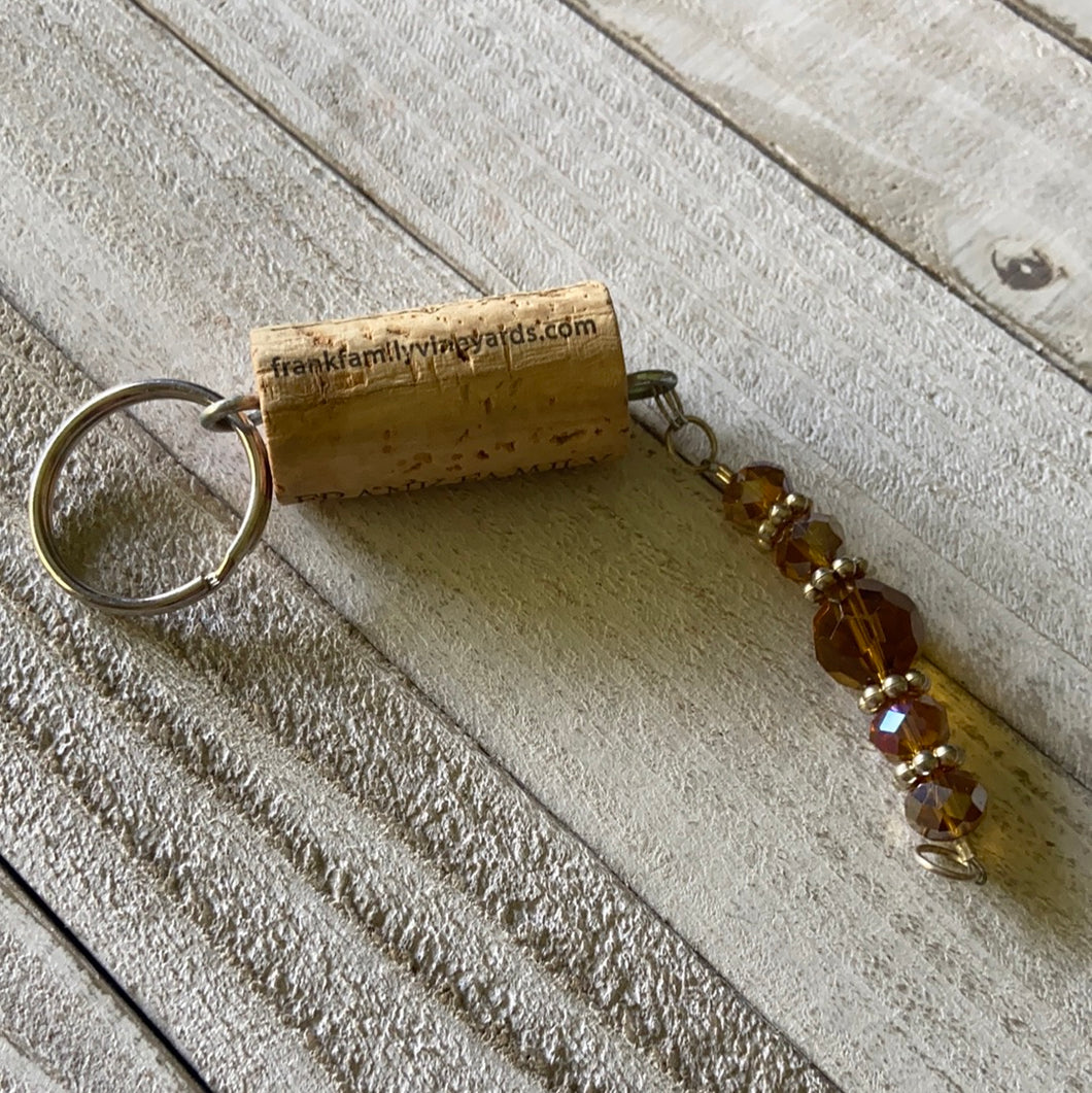 Topaz beaded wine cork keychain